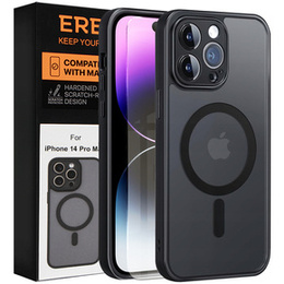 Θήκη για iPhone 14 Pro Max, για MagSafe, ERBORD Μatt Case, μαύρη + Γυαλί οθόνης