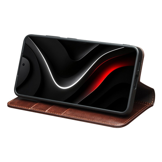 Δερμάτινη θήκη Qialino με πτυσσόμενο κάλυμμα Wallet για Samsung Galaxy S26 Plus, καφέ