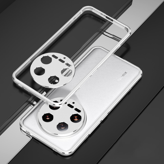 Θήκη για Xiaomi 14 Ultra, Armor Bumper, με κάλυμμα φακού, ασημένια