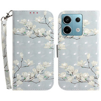 Θήκη με πτερύγιο για Xiaomi Redmi Note 13 Pro 5G, Wallet, Magnolia Flowers γκρι