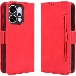 Θήκη πτερύγιο για Oppo Reno 14, Υποδοχή κάρτας, πορτοφόλι, κόκκινο