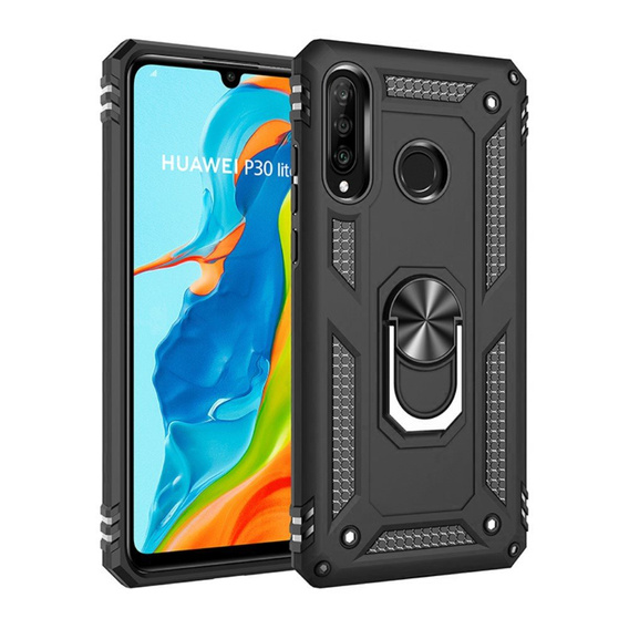 θωρακισμένη θήκη για Huawei P30 Lite, Nox Case Ring, μαύρη