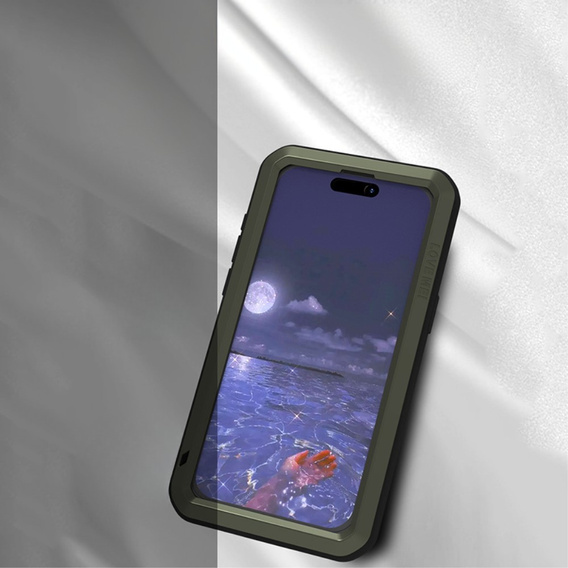 Love Mei Θήκη για iPhone 15 Pro Max, armored with glass, πράσινη