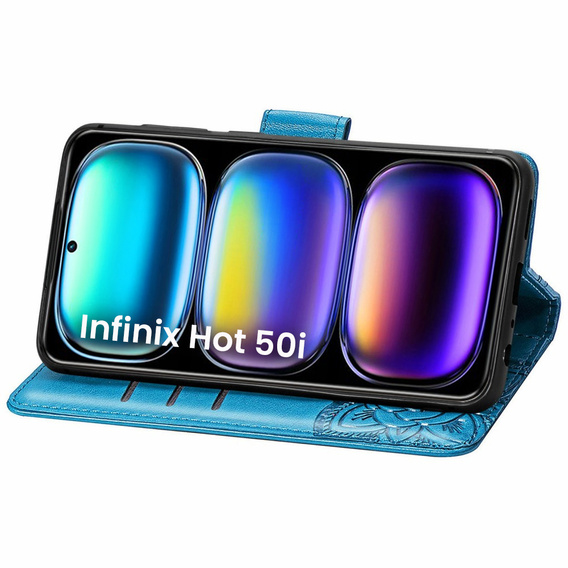 Θήκη με πτερύγιο για Infinix Hot 50i 4G, Butterfly, μπλε
