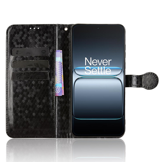 θήκη πτερύγιο για OnePlus Nord 5, Wallet Rhombus, μαύρη