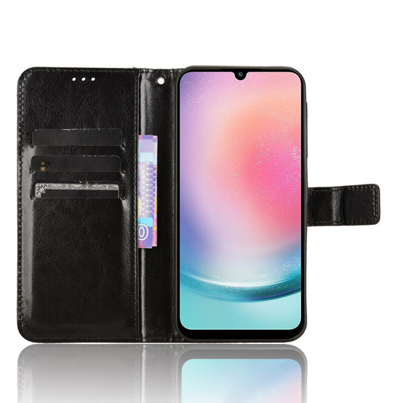 Θήκη με πτερύγιο για Samsung Galaxy A25 5G, Crazy Horse Wallet, μαύρη