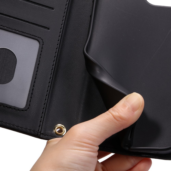 θήκη πτερύγιο για Xiaomi Redmi Note 13 Pro 4G / Xiaomi Redmi Note 14S / Xiaomi Poco M6 Pro 4G, Rhombus Crossbody Leather, μαύρη
