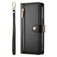 Θήκη με πτερύγιο για Samsung Galaxy S25, Wallet Zipper Pocket, μαύρη