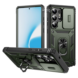 Θήκη για Samsung Galaxy S25 Ultra, KickStand Camera Lens, σκούρα πράσινη