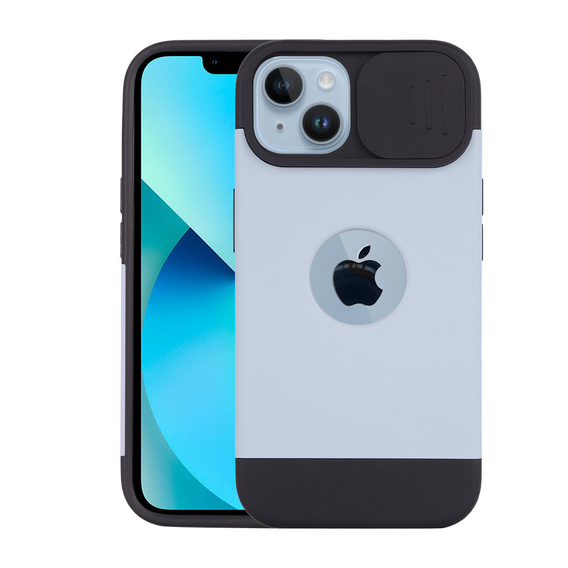 Θήκη ERBORD MagSafe Cam Slider, μπλε + Γυαλί για την οθόνη για iPhone 13 / iPhone 14