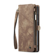 CASEME θήκη για Samsung Galaxy S25 Ultra, Retro Leather Wallet, με λουράκι, καφέ