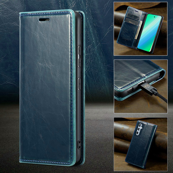 Θήκη με πτερύγιο για Samsung Galaxy A54, ERBORD Waxy Wallet, μπλε