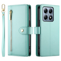 Θήκη με πτερύγιο για Xiaomi 14T Pro, Wallet Zipper Pocket, πράσινη