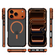 Ματ θήκη για iPhone 17 Pro, θωρακισμένη, για MagSafe, καπνιστή με πορτοκαλί πλευρές