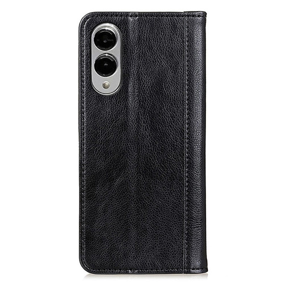 θήκη με πτερύγιο για Samsung Galaxy S25 Edge, Split Leather, μαύρη