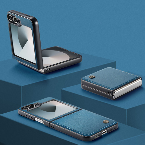 Θήκη για Samsung Galaxy Z Flip7 FE / Z Flip6, CASEME Litchi Leather, μπλε