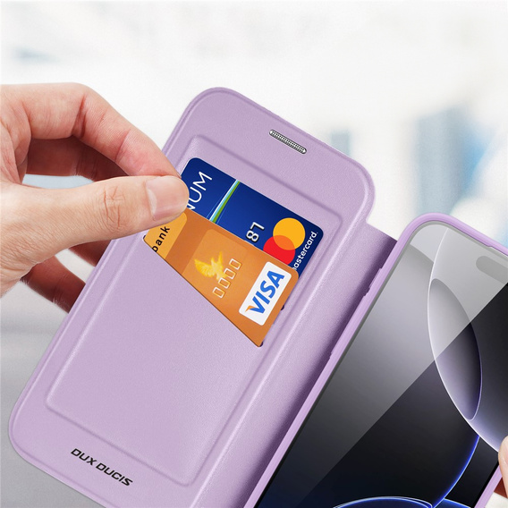 Θήκη Dux Ducis για iPhone 17 Pro Max, Skin X Pro, με πτερύγιο, για MagSafe, μοβ