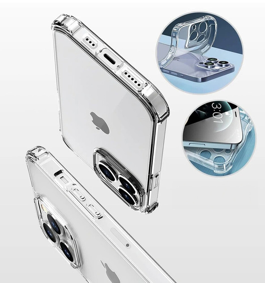 Θήκη για iPhone 16 Pro Max, Erbord Dropproof, διαφανής + γυαλί