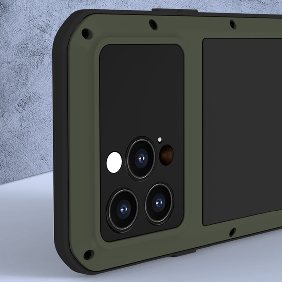Love Mei Θήκη για iPhone 14 Pro, armored with glass, πράσινη