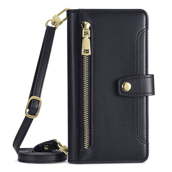 Θήκη με πτερύγιο για iPhone 14, Wallet Zipper Pocket, μαύρη