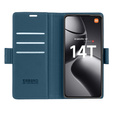 Θήκη για Xiaomi 14T, ERBORD Glossy Litchi, πορτοφόλι με πτερύγιο, μπλε
