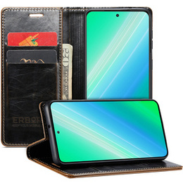 Θήκη με πτερύγιο για Samsung Galaxy S23 Ultra, ERBORD Waxy Wallet, καφέ