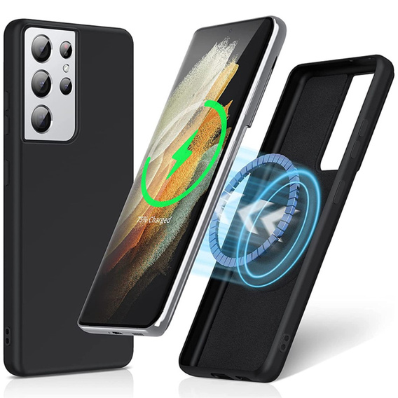 Θήκη για Samsung Galaxy S21 Ultra, Silicone MagSafe, μαύρη