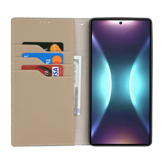 Θήκη με πτερύγιο για Samsung Galaxy S25 Ultra, Litchi Skin Grain, μπλε