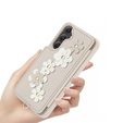 θήκη για Samsung Galaxy A55 5G, Leather Flower Card Slot, μπεζ