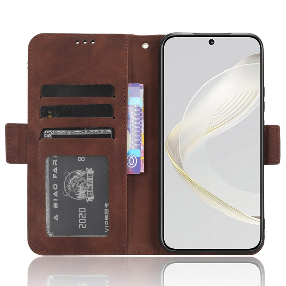 Θήκη με πτερύγιο για Huawei Nova 11 Pro, Card Slot, καφέ