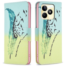 Θήκη με πτερύγιο για Realme C53 4G, Wallet, feather, μπλε