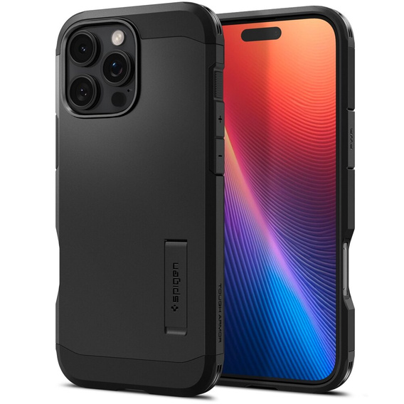θήκη Spigen για iPhone 16 Pro, Tough Armor Mag Mag MagSafe, μαύρη + μετριασμένο γυαλί 9H