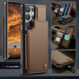 CASEME flip case για Samsung Galaxy S25 Ultra, Litchi Wallet, καφέ