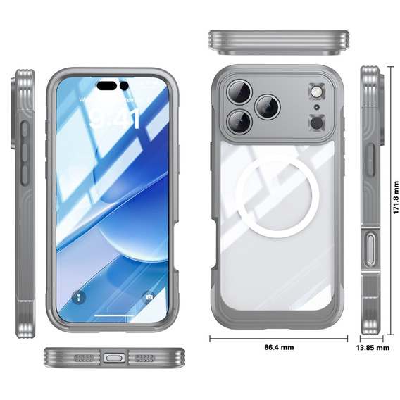 Αδιάβροχη θήκη με γυαλί για MagSafe για iPhone 17 Pro Max