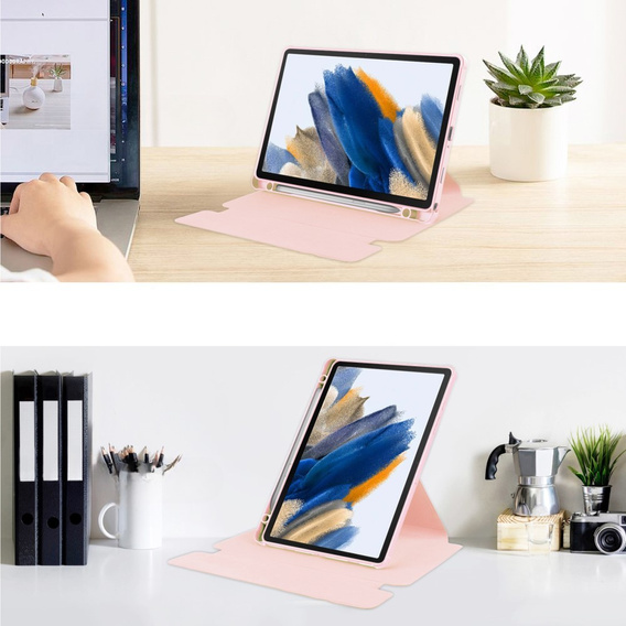 Θήκη πληκτρολογίου για Samsung Galaxy Tab A9+, Rotary 360° Leather, ροζ rose gold
