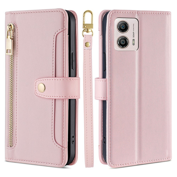 Θήκη με πτερύγιο για Motorola Moto G53 5G/ G23 4G/ G13 4G, Wallet Zipper Pocket, μαύρη