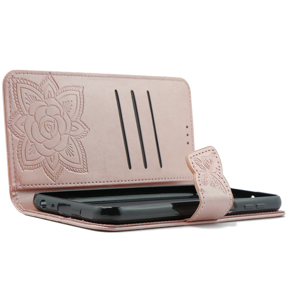 Θήκη με πτερύγιο για Samsung Galaxy M34 5G, Butterfly, ροζ rose gold