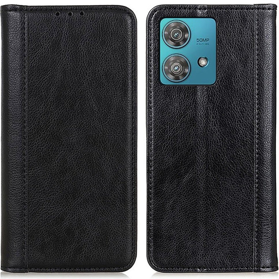 Θήκη για Motorola Moto G84 5G, Wallet Litchi Leather, μαύρη