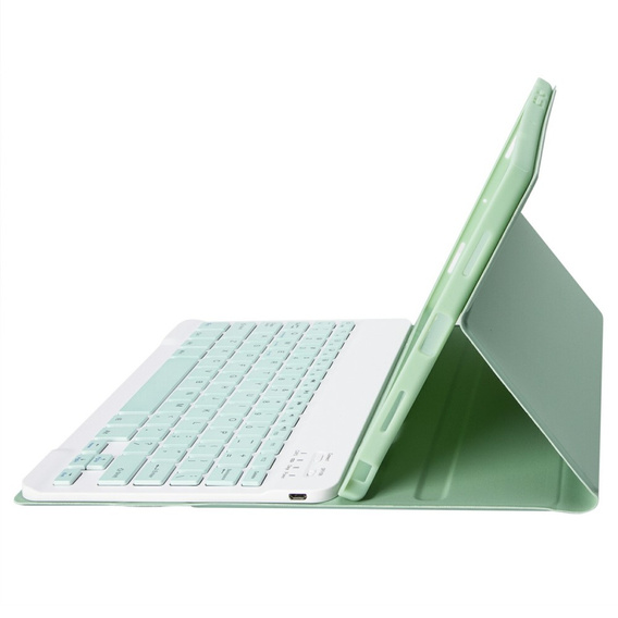 Θήκη + πληκτρολόγιο Samsung Galaxy Tab A9+, Leather Pen Slot, ανοιχτή πράσινη