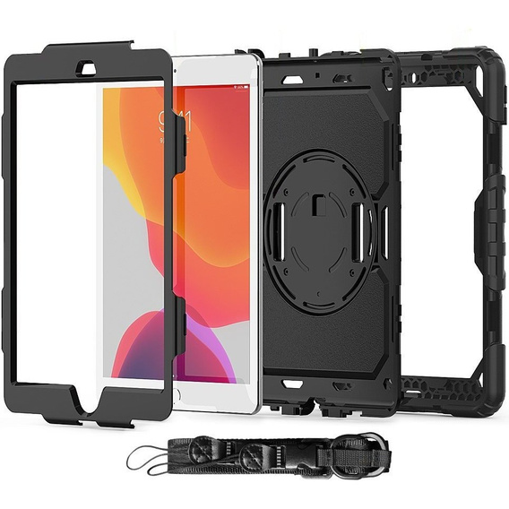 Θωρακισμένη θήκη για iPad 10.2" 2021/2020/2019 (9/8/7 gen.), προστατευτική 360 με χώρο για γραφίδα, μαύρη