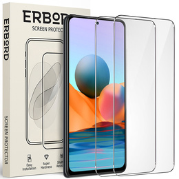 2x Μετριασμένο γυαλί για Xiaomi Redmi Note 10 Pro/10 Pro Max, ERBORD 9H Hard Glass στην οθόνη