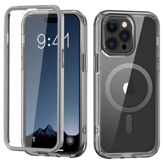 Θήκη για iPhone 16 Pro, Shockproof Hybrid, με μεμβράνη οθόνης, για MagSafe, γκρι