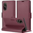 Θήκη για Realme C67 4G, ERBORD Glossy Litchi, πορτοφόλι με πτερύγιο, κόκκινη