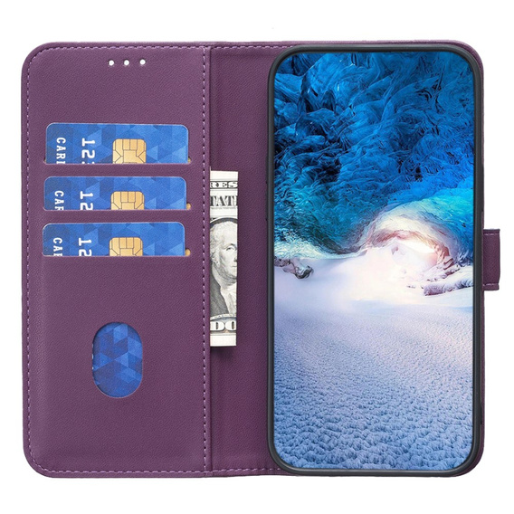 Θήκη με πτερύγιο για Samsung Galaxy A25 5G, BINFEN Wallet, σκούρο μωβ + γυαλί 9H 