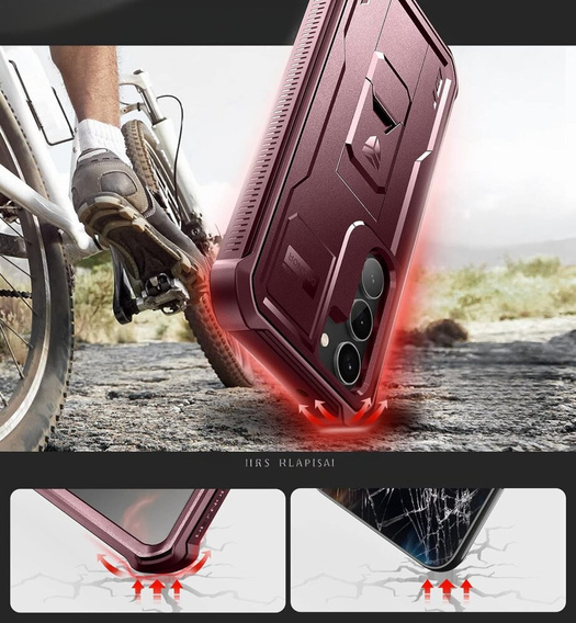 Θωρακισμένη θήκη για Samsung Galaxy S23, Dexnor Full Body (Two Frames), κόκκινη