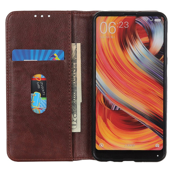 Θήκη για Samsung Galaxy S25 Ultra, Wallet Litchi Leather, καφέ