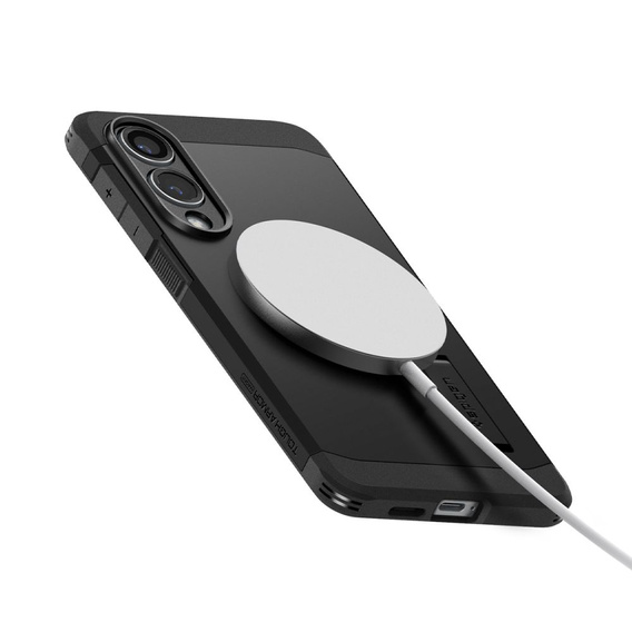 θήκη Spigen για Samsung Galaxy S25 Edge, Tough Armor Mag Mag MagSafe, μαύρη + μετριασμένο γυαλί 9H