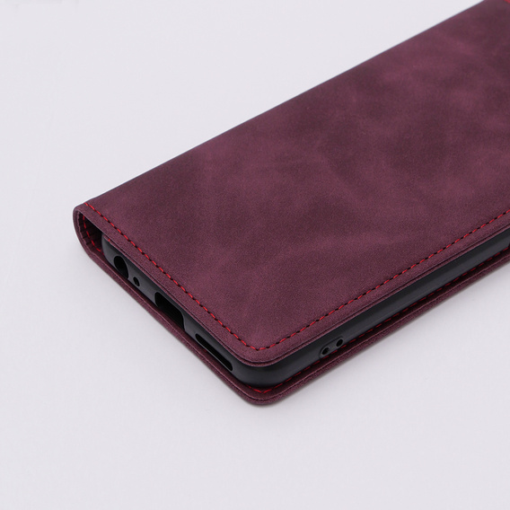 Θήκη για Motorola Moto G73, ERBORD Vintage, πορτοφόλι με πτερύγιο, κόκκινη