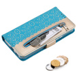 θήκη πτερύγιο για Samsung Galaxy S22+ Plus 5G, Wallet Pocket Zipper Lace, μπλε