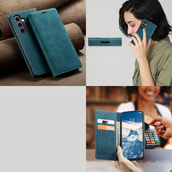 Θήκη για Samsung Galaxy A55, ERBORD Vintage, μπλε + Γυαλί για την οθόνη